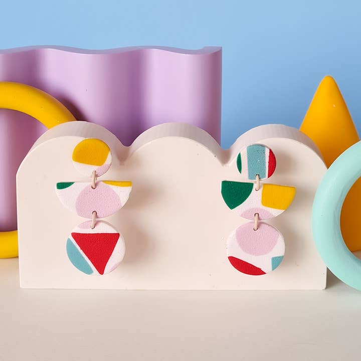 Mono - Wholesale Dangle Earrings - colorful patterned handmade clay earrings in 19 varieties13