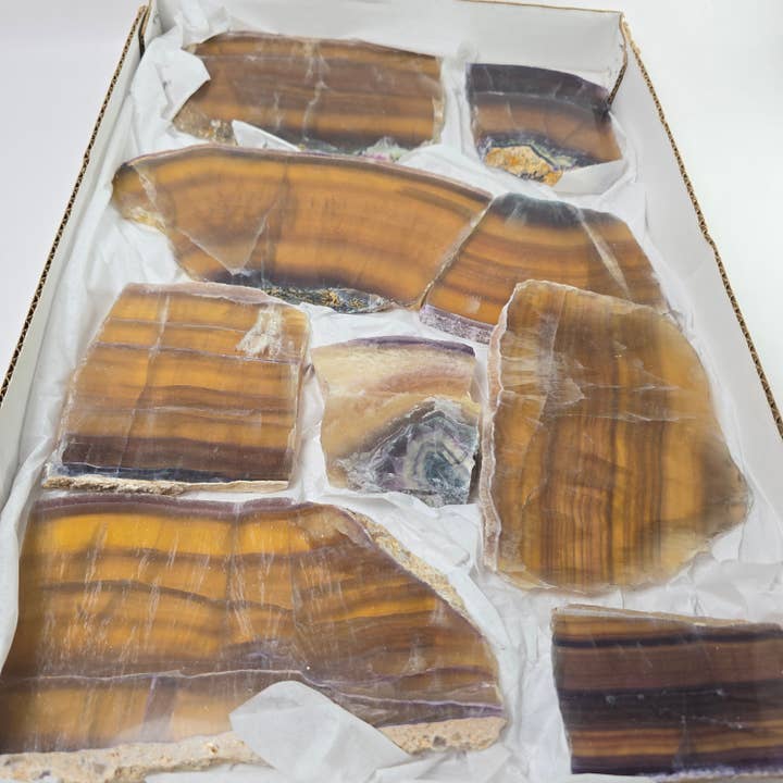 Aquamarine Daydream Wholesale - Wholesale Spiritual Stone/Crystal - 9pc Banded Fluorite Slabs Flat ~ Polished Mineral Flats5