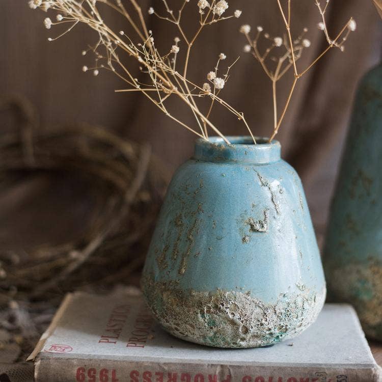 Rustic Reach - Wholesale Vase - Turquoise Ceramic Vase3