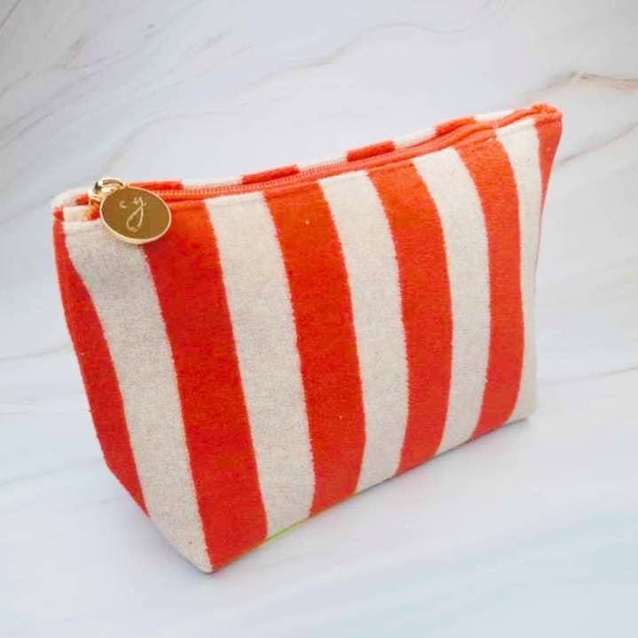 Ellison+Young - Wholesale Makeup/Cosmetic Bag - Terry Striped Everything Pouch Cosmetic Case