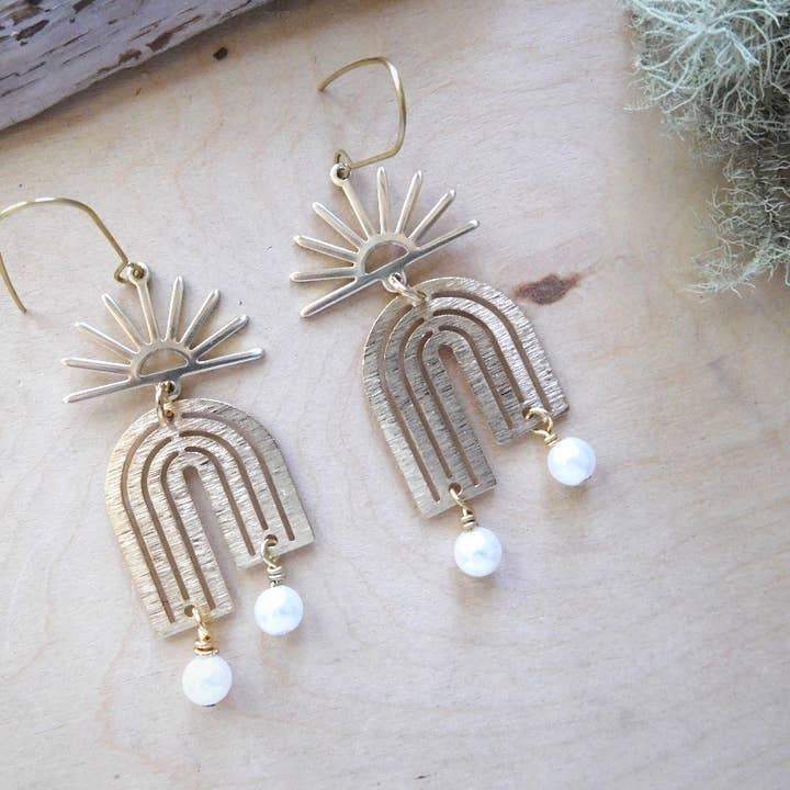 Rainbow sun earrings for wholesale by Enchantments by Kathy Welsh