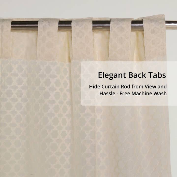 Cotton Silk Semi Sheer Door Curtains | 5/7 Feet | Handwoven Chanderi Fabric White | Handmade In India for wholesale on Faire7