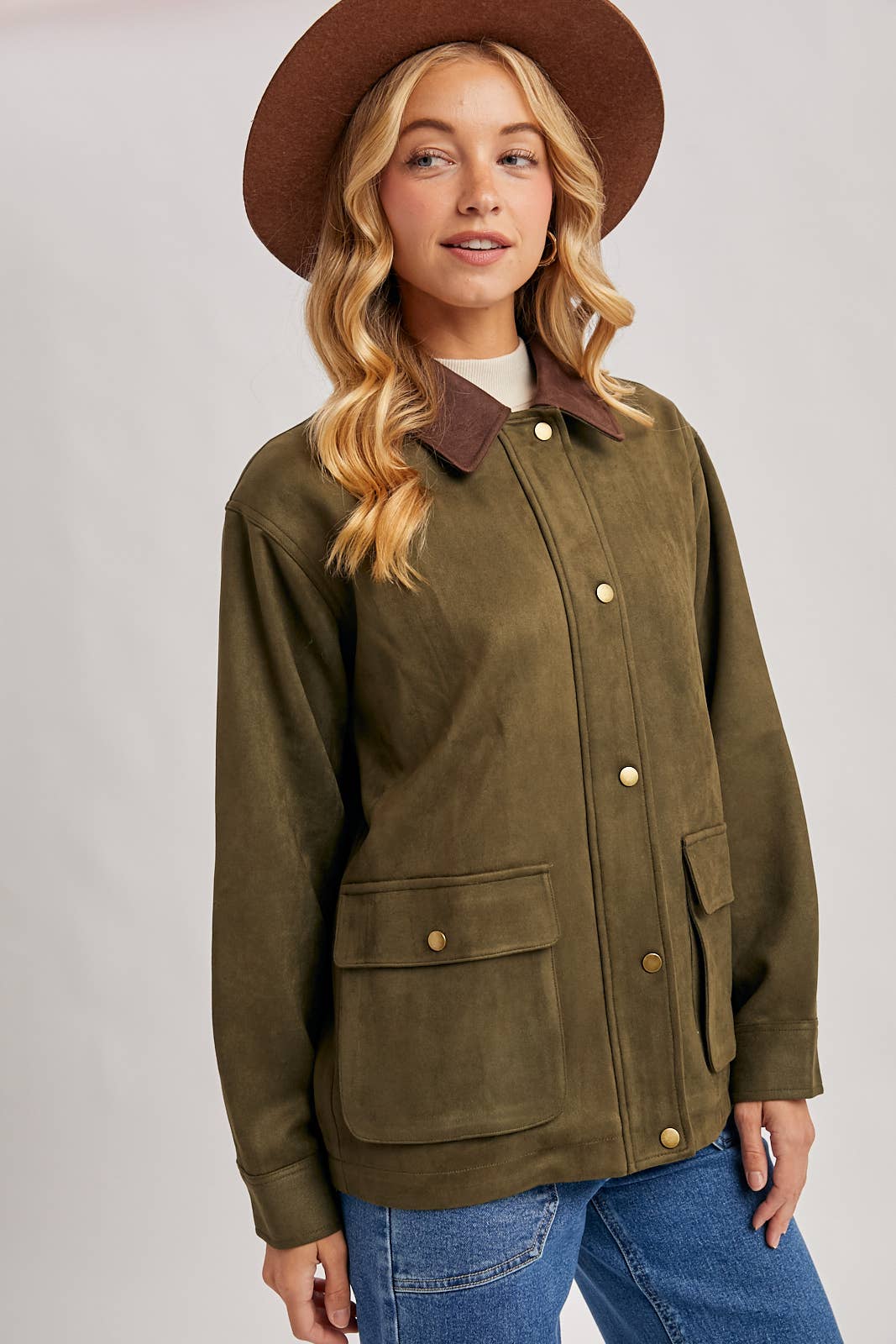 Bluivy - Wholesale Jacket - Women's - BUTTON DOWN FAUX SUEDE BARBOUR JACKET16