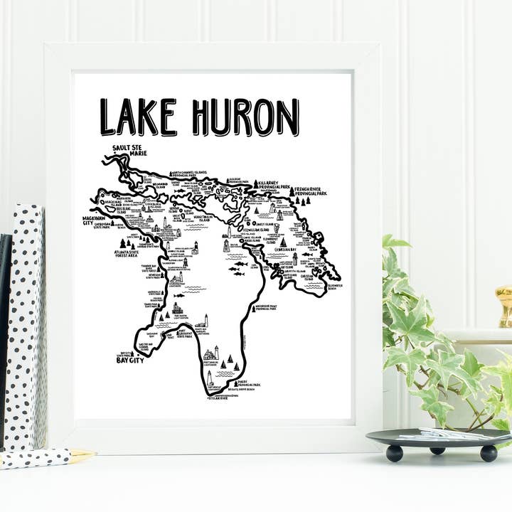 Whereabouts Shop - Wholesale Map - Lake Huron Map White2