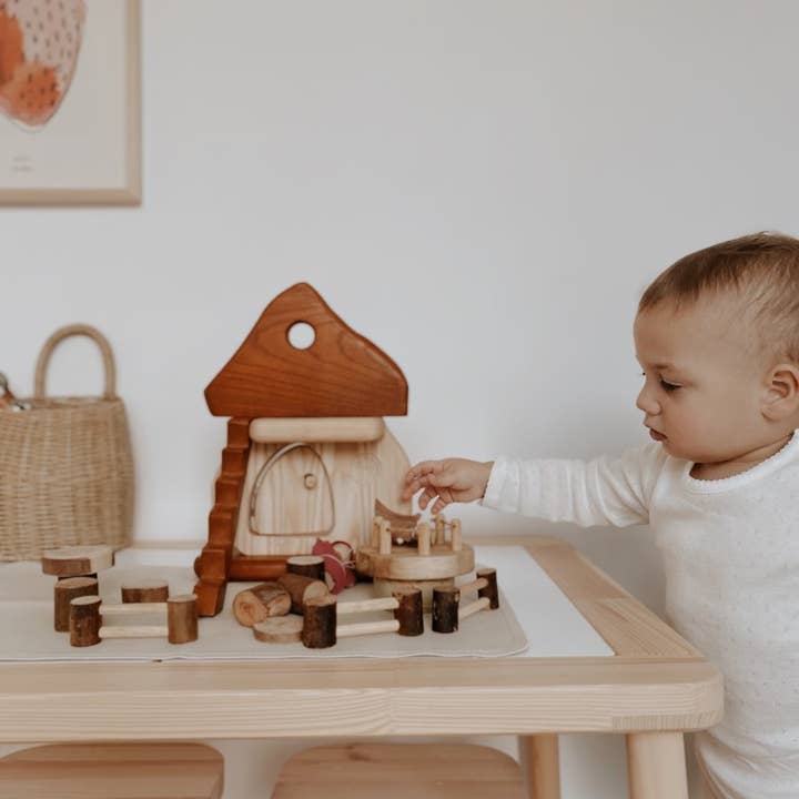 Q Toys - Wholesale Wood Toy - Kids - Natural Mushroom House Building Set for Kids