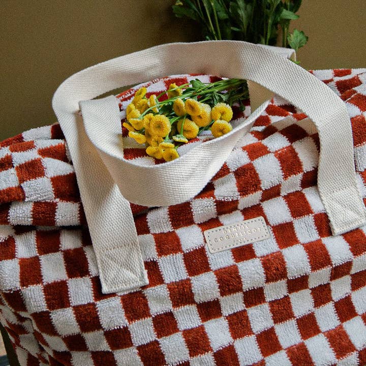 Weekendtaske i frotté med tern (5 farver) for engroshandel hos Gentil Coquelicot Paris