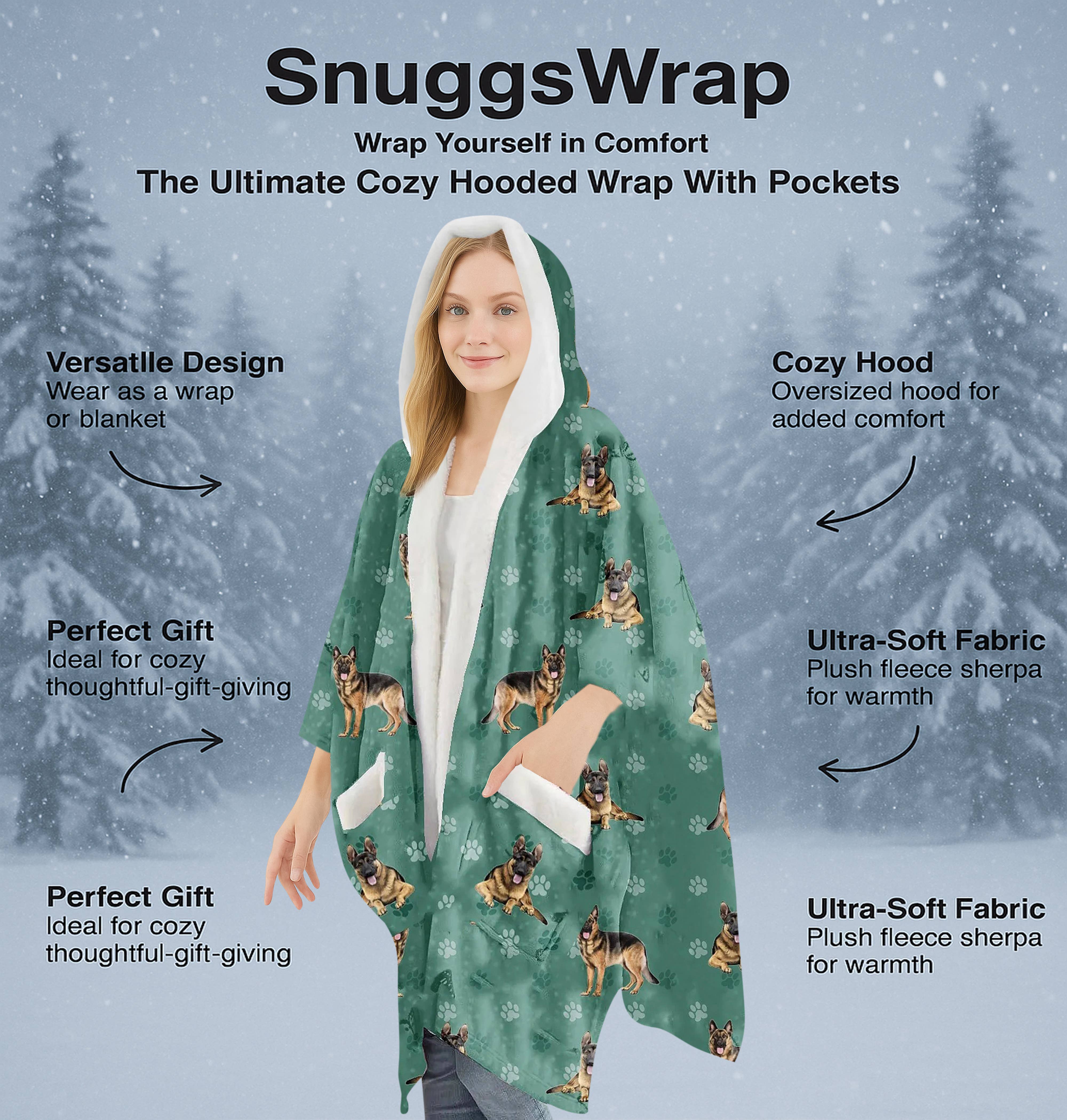E&S Pets - Wholesale Hoodie - Uniseks - Duitse Herder Snugg Wraps met Capuchon – Ultra Zachte Sherpa Fleece Wikkel voor Dierenliefhebbers4