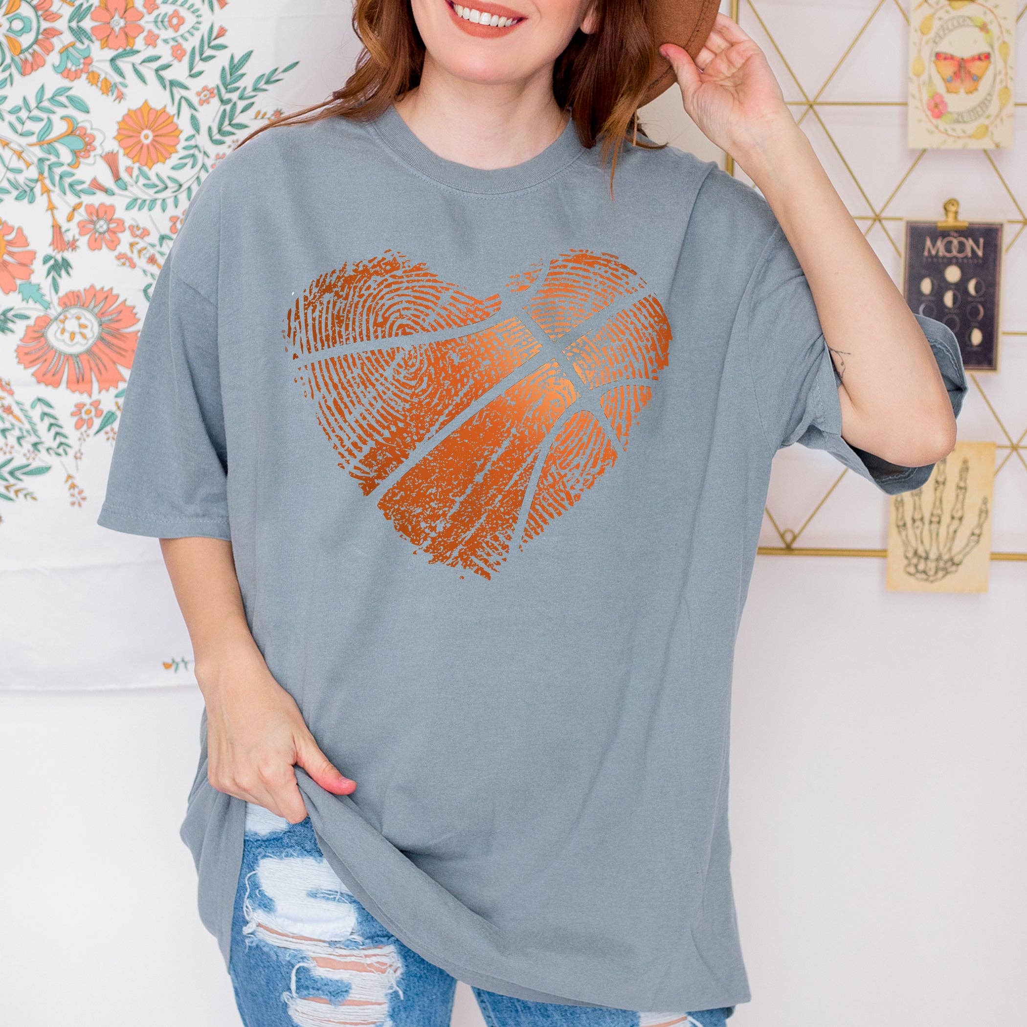Emogifts - Wholesale Screen Printed T-Shirt - Women's - Basketball Heart Tee2
