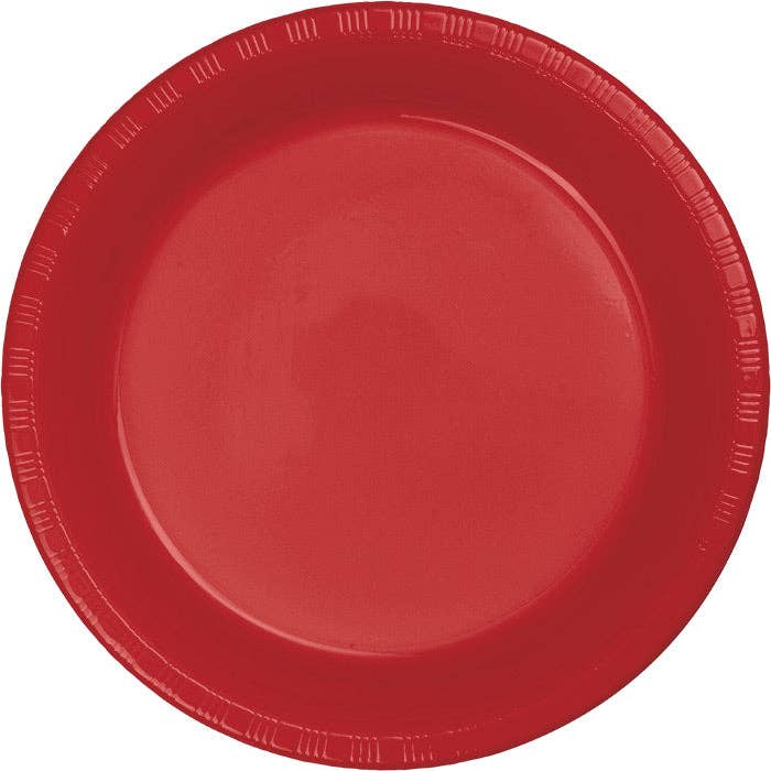 Bulk Classic Red 6.75 inch Plastic Dessert Plates (240 per Case) for wholesale by Bulk Party Decor
