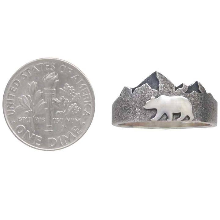 Nina Designs - Wholesale Band/Stacked Ring - Sterling Silver Mountain and Bear Ring