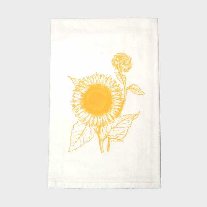 Sunflowers Dish Towel | Tea Towels | Flour Sack Dish Towels for wholesale by Green Bee Tea Towels