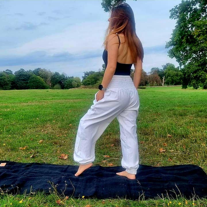 Cotton Baggy Yoga Pants, Harem Pants Women, (Natural Colour) for wholesale by Amisity Ltd
