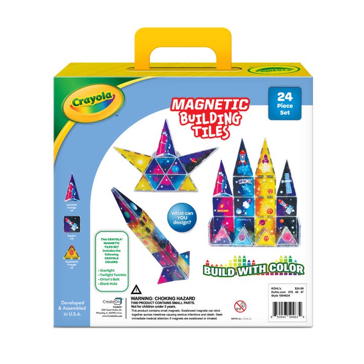 CreateOn - Vente Jeu construction – enfant - Set de 24 carreaux magnétiques Crayola Cosmic5