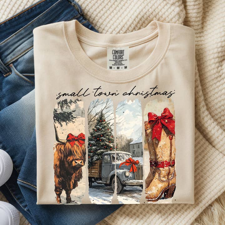 Small Town Christmas - Comfort Color Tee for wholesale by Cash & Drix Wholesale