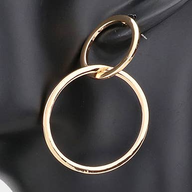 Doppelte offene Ohrringe aus Metall mit kreisförmigen Gliederelementen für den Großhandel von Sensibling Corp.