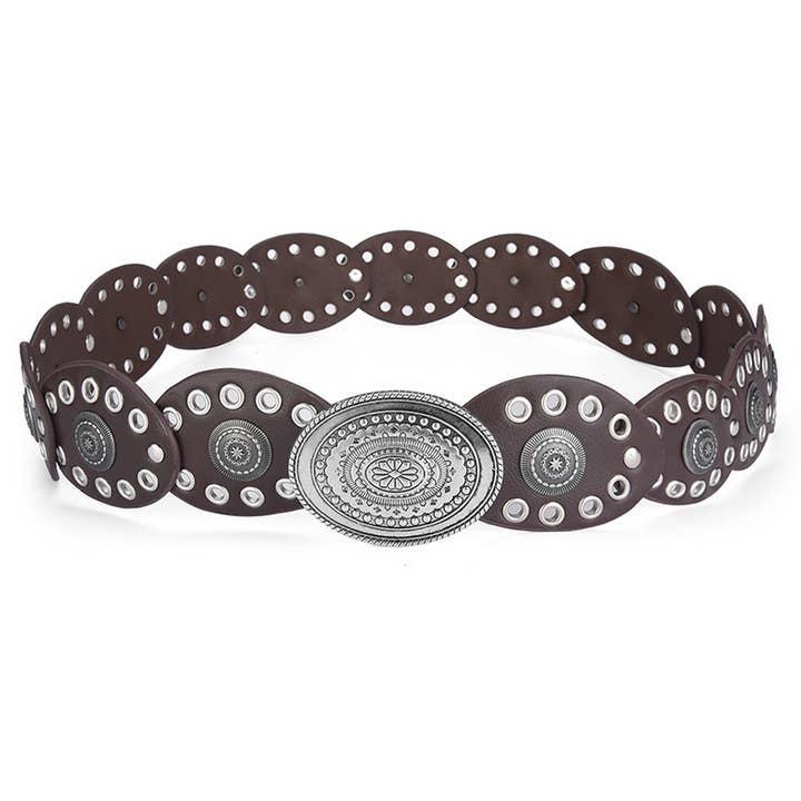 ACCITY - Wholesale Belt - Women's - RIVETED DISC PATCHWORK BELT_CWABE0581