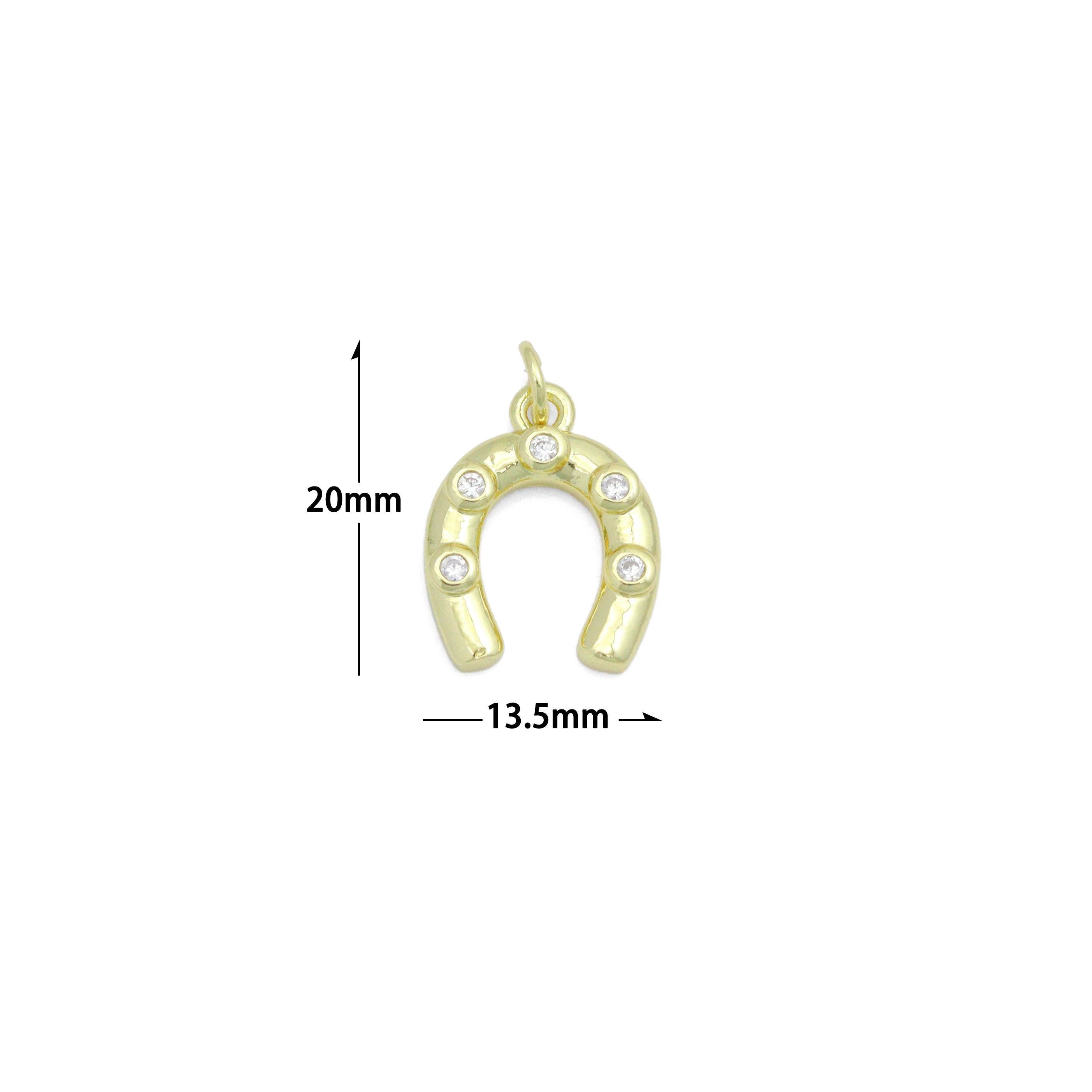BestBeads&Beyond - Wholesale Individual charm/pendant - Clear CZ Gold U Shape horseshoe Charm Pendant,Sku#LD7174