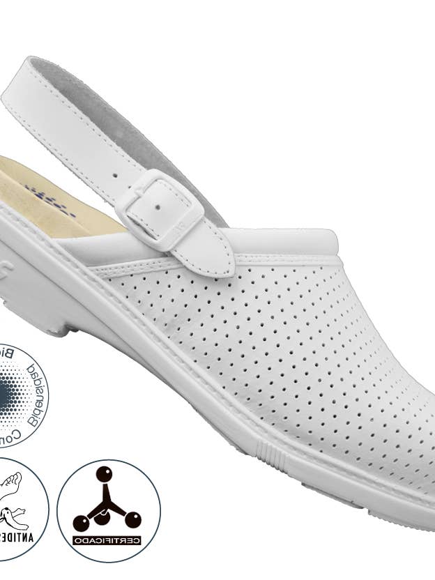 ZOCCOLO SANITARIO IN PELLE CON CINTURINO BIO-K Bianco per la vendita all'ingrosso da parte di Haikon Hada (Calzame, Alster Komfort, Timoni)