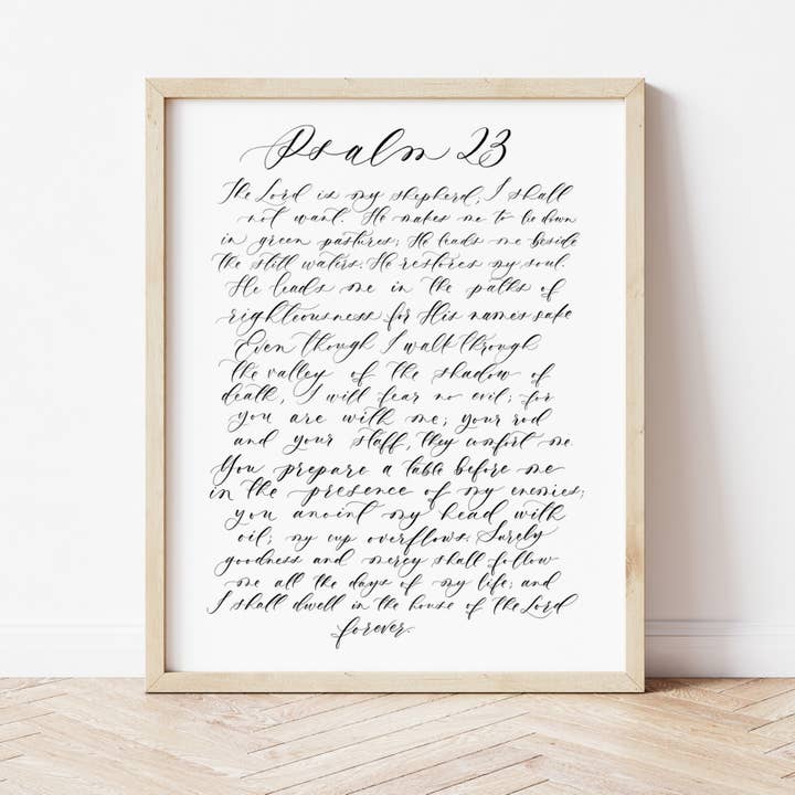 Psalm 23 Bible Verse Art Print for wholesale by Pia Chella