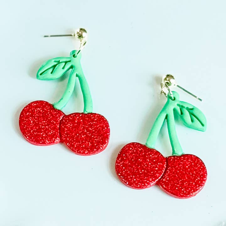Cherry Earrings | Hypoallergenic | Polymer Clay for wholesale by Nelly Rose Jewelry