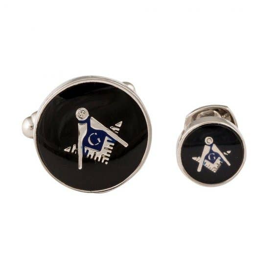Cuff-Daddy – Engroshandel Manchetknapper/skjorte - Herre – Frimurer Masonic Manchetknapper Studs Sølv Sort