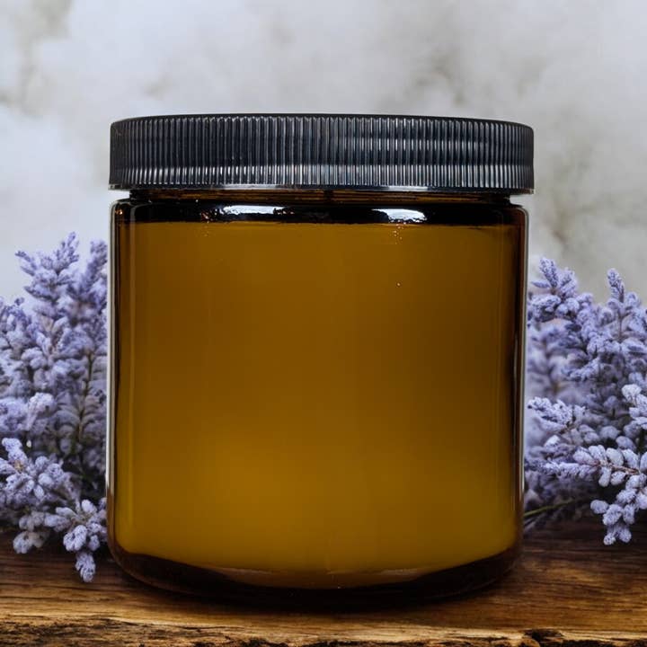 Lavender Haze No Label Luxury Coco Wax Candle Amber Jar 12oz for wholesale by The Forest Deep