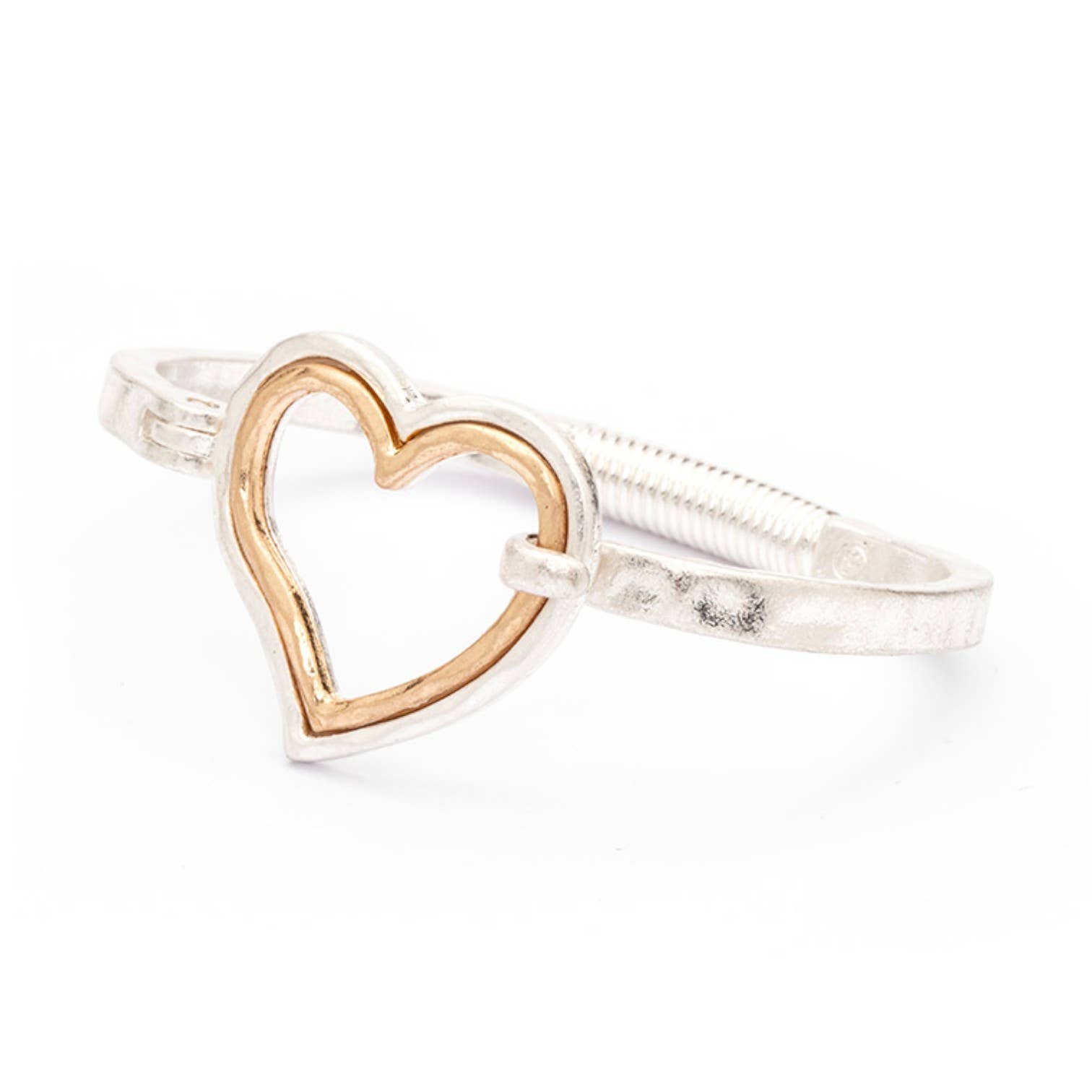  Tone Open Heart Hook Bangle for wholesale on Faire1