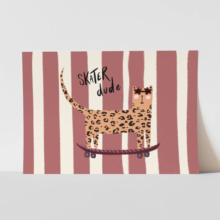 Skater Dude Print, Kids Art Print, Baby Room Wall Art, Fun for wholesale by Georgie King Designs