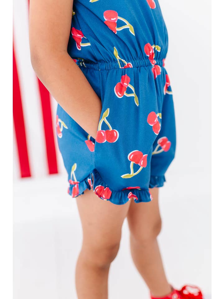 Made By Molly - Wholesale Romper - Kids - Very Cherry (NAVY) | Ruffle Romper