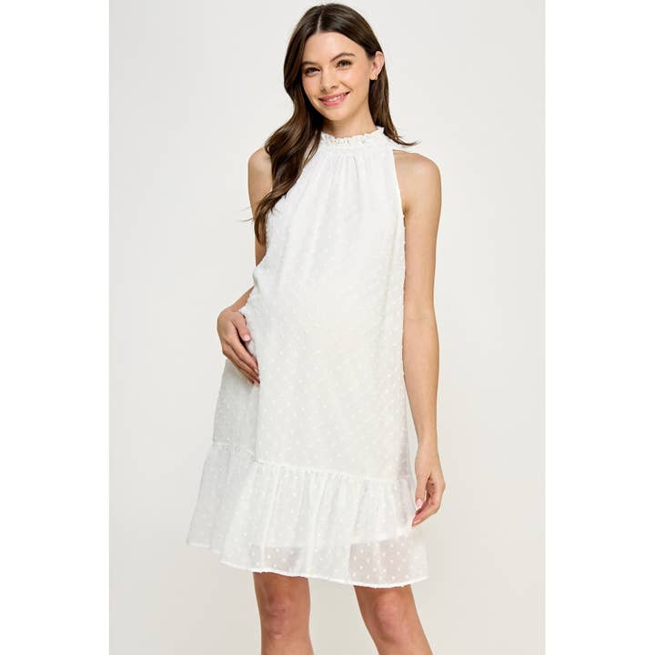 Hello Miz - Vente Robe - Robe de maternité à col montant en plumetis avec volant4