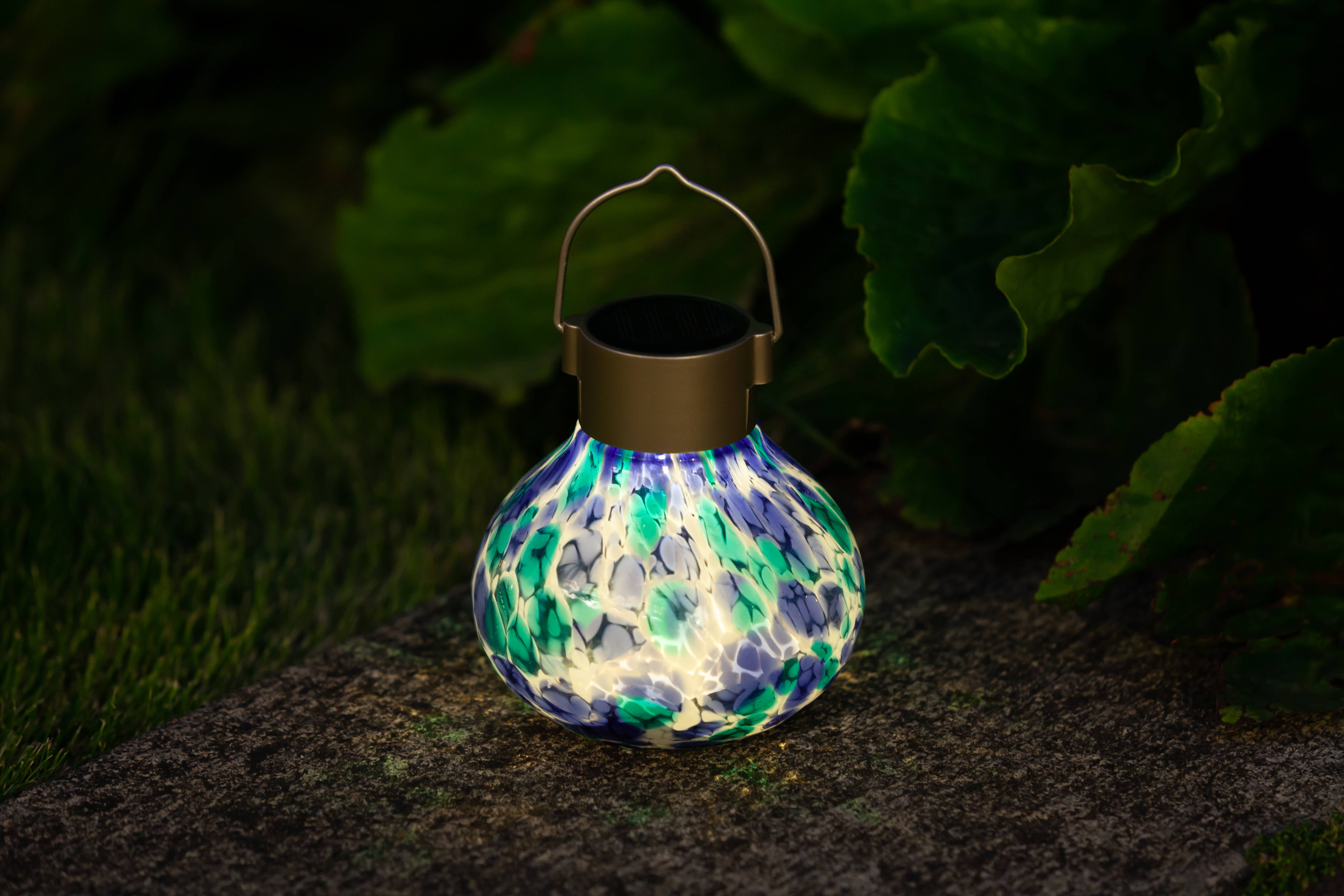 Allsop Home & Garden - Wholesale Outdoor/Lawn Light - Tea Lantern - 5" Glass Outdoor Solar Lantern - Tidal Blue15