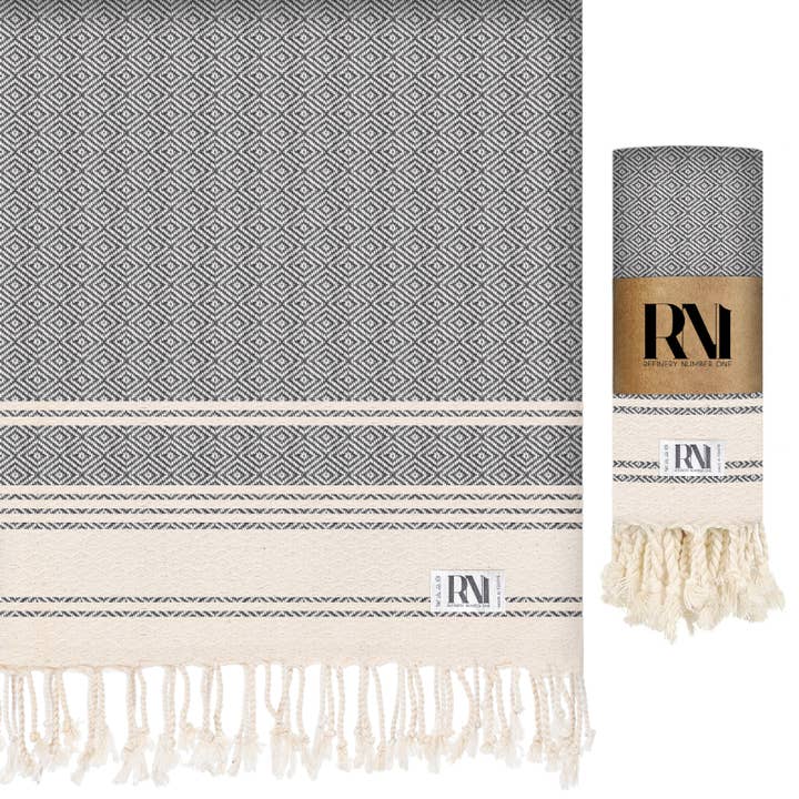 Refinery Number One LLC - Wholesale Beach Towel - Ottoman Diamond Weave Peshtemal Beach/Bath Towel 35"x71"