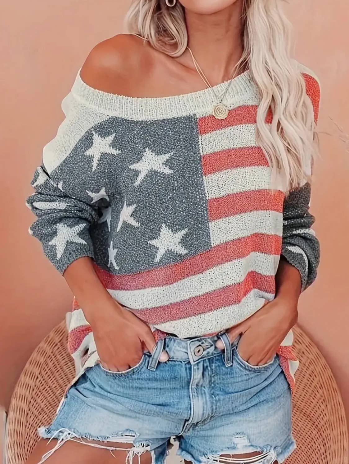 Serenity Collective - Wholesale Knit Sweater - Women's - US Flag Sweater