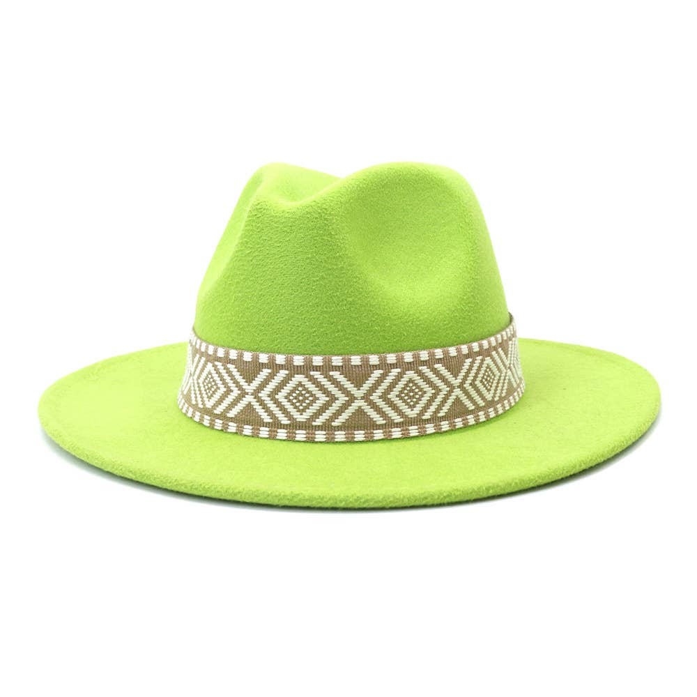 Suzie Q USA - Wholesale Fedora - Women's - Aztec Belt Retro Flat Fedora Hat17