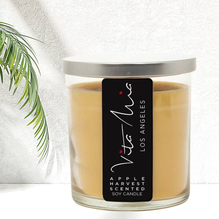 Apple Harvest Scented 8.5 Soy Wax Candle for wholesale by Vita Mia