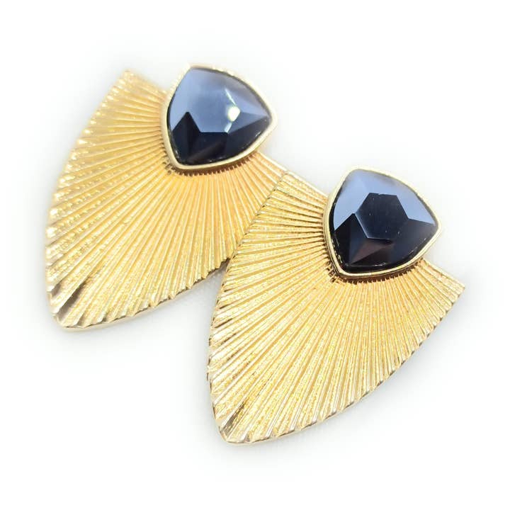 Långa gyllene örhängen · Midnight Blue Rays för wholesale av BRANDELIA