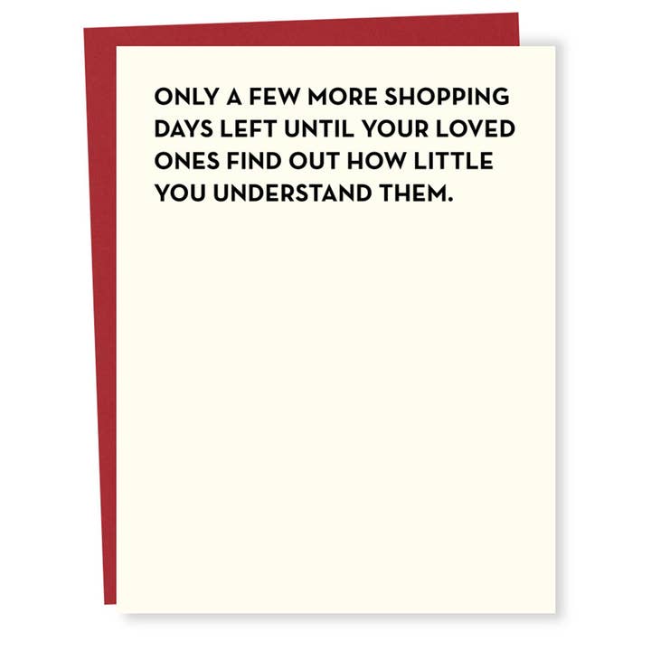 #111: Shopping Days Card for wholesale by Sapling Press