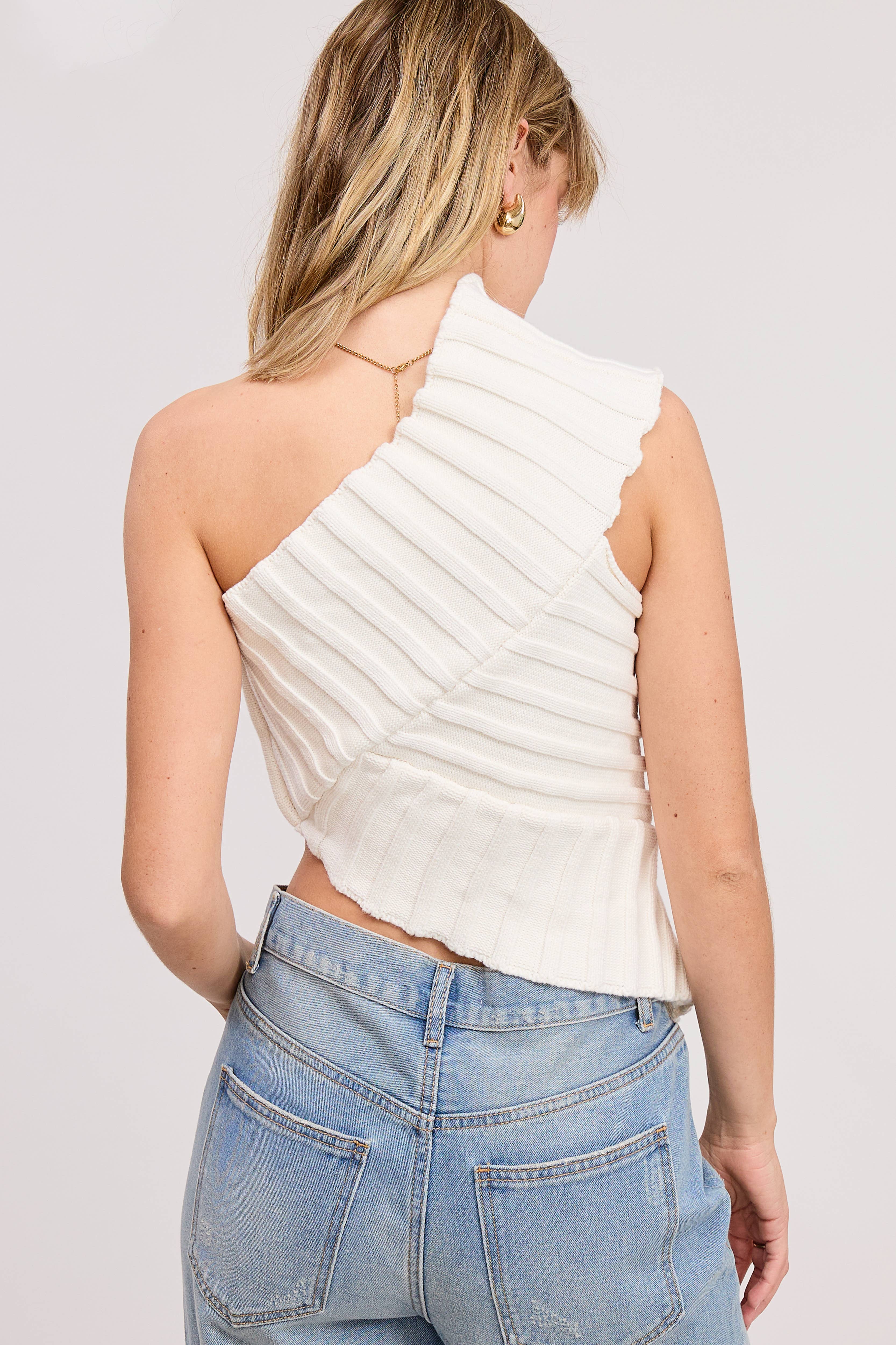 Mimosa - Wholesale Knit Top - Women's - One-Shoulder Asymmetrical Ribbed-Knit Sweater Top20