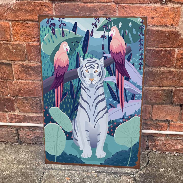 Blue Tiger - Cartello pubblicitario da parete in metallo per la vendita all'ingrosso da parte di The British Metal Signs Company