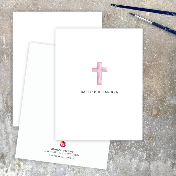 Eight21 Studios + Unique Greeting Cards, Art and Stationery - Wholesale Religious Card - Baptism Congratulations, Girl Baby Dedication Greeting Card5