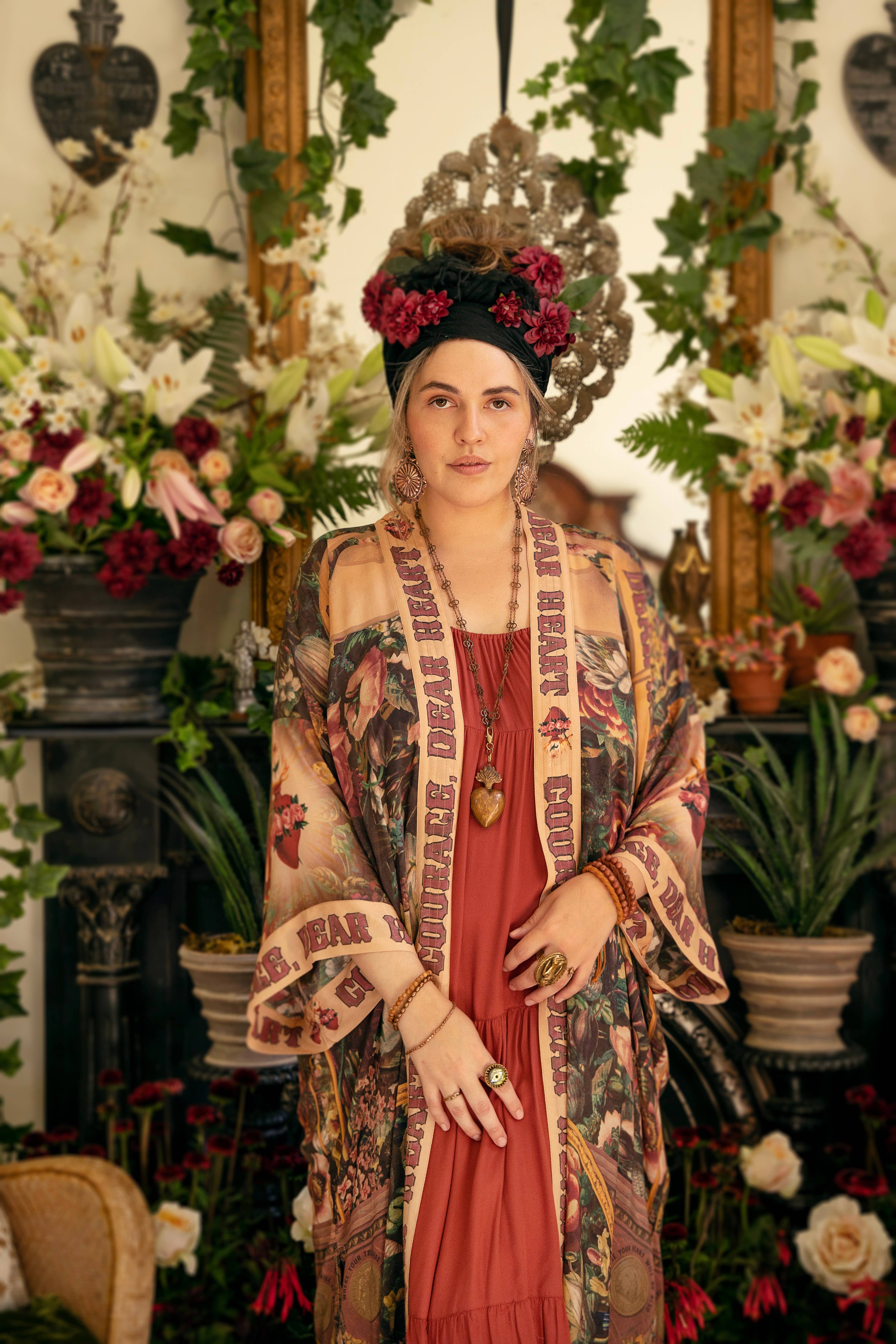 Market of Stars (USA) - Wholesale Kimono - Women's - Courage Dear Heart Opera Duster Kimono Robe w/ Sacred Heart21