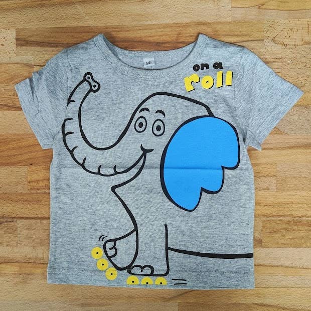 Grey Elephant Graphic Boy T-Shirt for wholesale by Fennco Styles