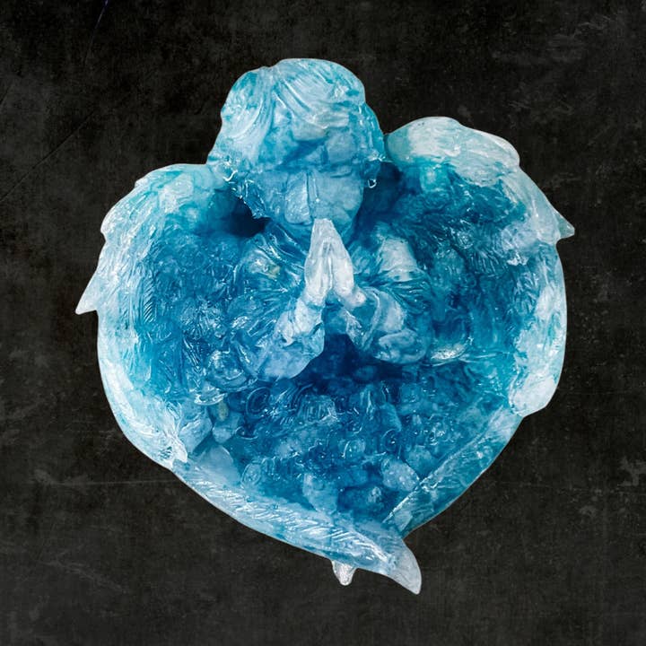 Figurines d'ange élégantes en pierre de cristal naturel et résine pour la décoration intérieure, aquarium, quartz rose, quartz clair pour la vente par Light Breeze Candle Co.