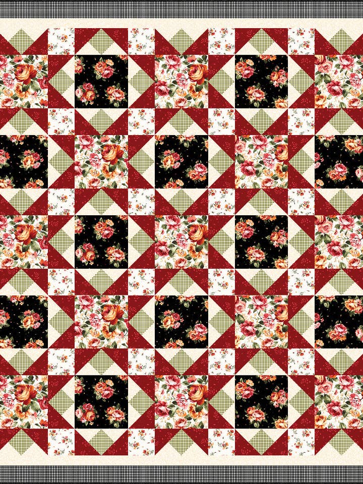 Rosas en flor - Patrón para venta al por mayor de The Whimsical Workshop