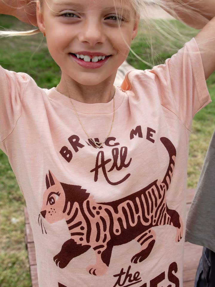 Pfirsich Triblend Bring Me All The Kitties T-Shirt für Kinder für den Großhandel auf Faire3
