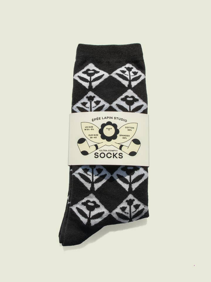 Épée Lapin Studio - Wholesale Socks - Women's - Floral Argyle Socks1