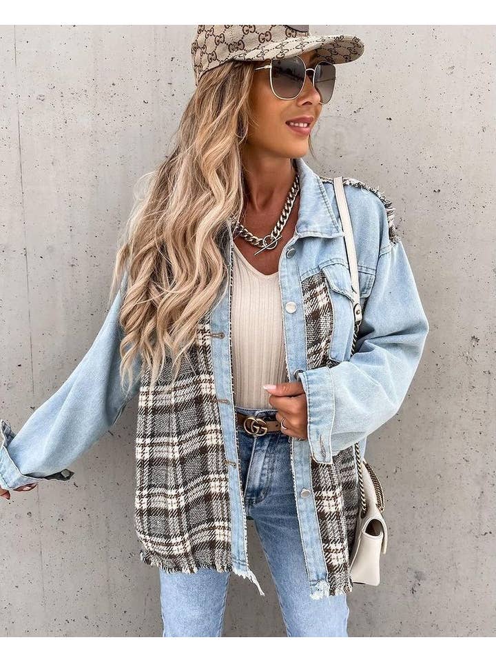 Sweetkama - Wholesale Shirt Jacket/Shacket - Women's - Sweetkama Ladies Color Block Turn-Down Collar Shirt