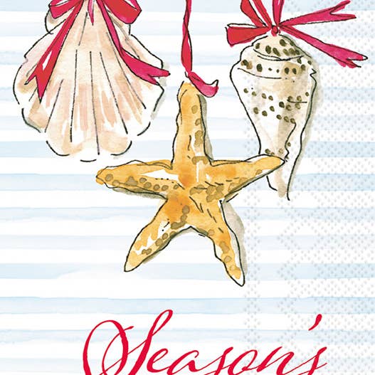 Paper Guest Towels 16 ct Seasons Greetings Christmas-Coastal for wholesale by Boston International