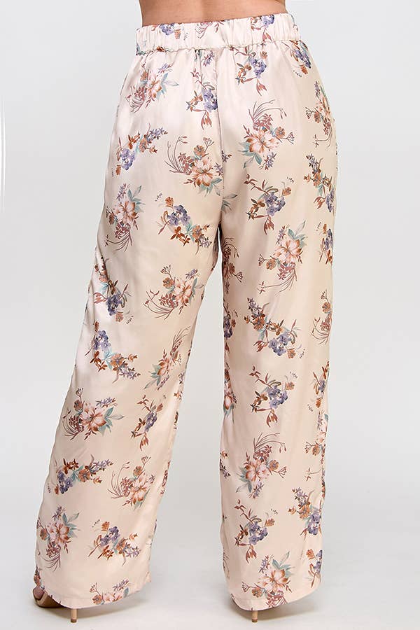 Haute Fox Plus Size & Contemporary - Wholesale Broek - Dames - Plus Size Satijnen Bloemenbroek SS2391P-P14