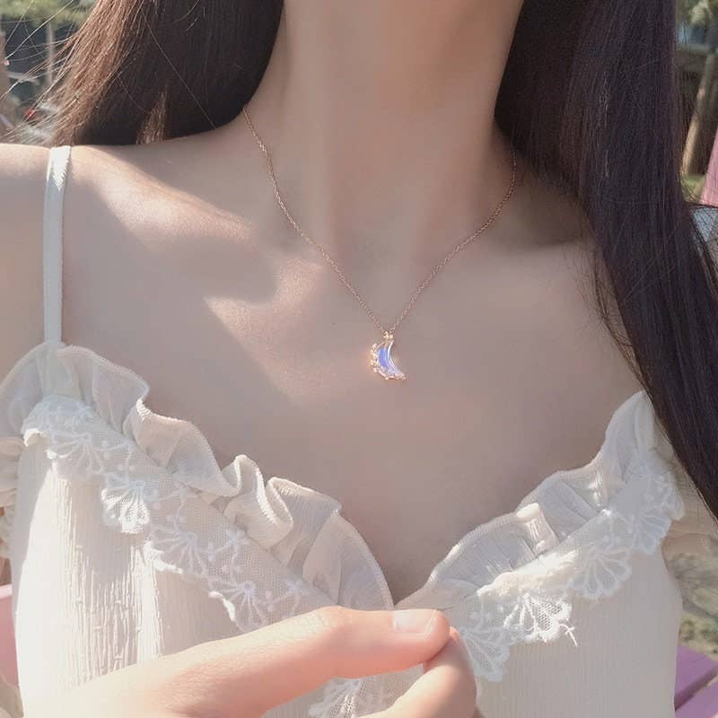 Perimade & Co. LLC - Wholesale Pendant/Charm Necklace - Opal Moon Star Pendant Necklace in 925 Sterling Silver0